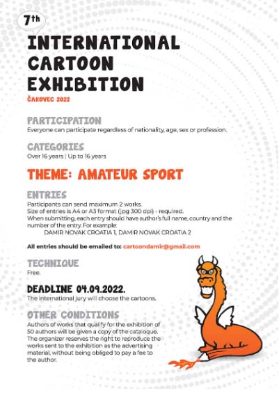 هفتمین نمایشگاه بین‌المللی کارتون ČAKOVEC کرواسی ۲۰۲۲ | انجمن هنرهای تجسمی استان اردبیل ـ جامعه تخصصی هنرهای تجسمی